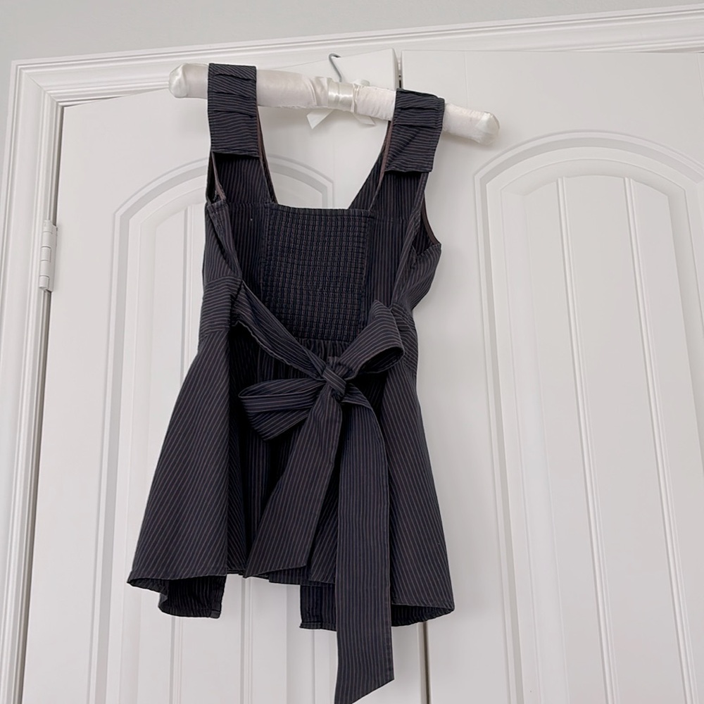 Anthropologie Navy Striped Sleeveless Cotton Blouse